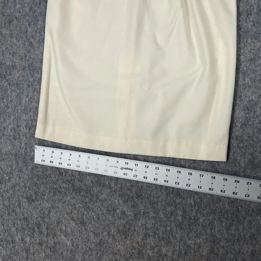 Christy Girl Women's Skirt 8 Ivory Knee‎ Length Belted Kensington Flannel New